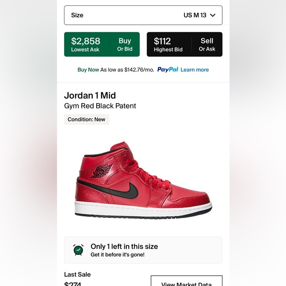 Jordan 1 mid Red/black patent No box‼️ used, I’ve had them since 2015. - Picture 11 of 11